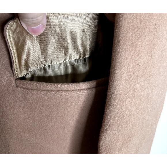 Woolmark Pure New Wool PeaCoat Men 42 R Length 45 Tan England Trench VTG 90s Y2K - Picture 15 of 16